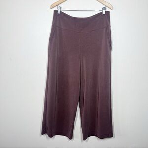 Athleta Womens Seasoft Wide Crop Pants Brown High Rise Size Large Tall Casual